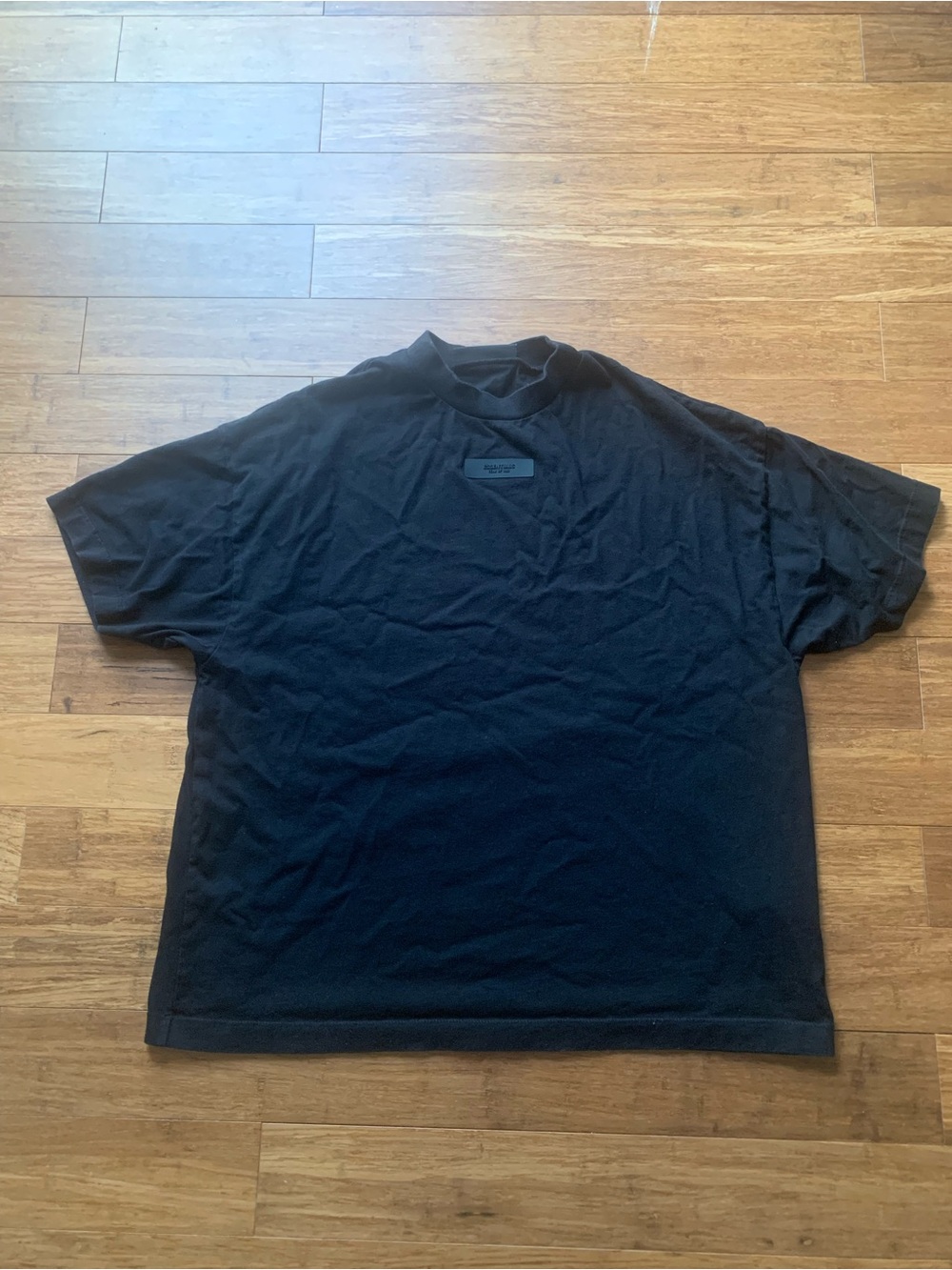 Fear of God Men's Black Short Sleeve Tee with Subtle Neck Patch